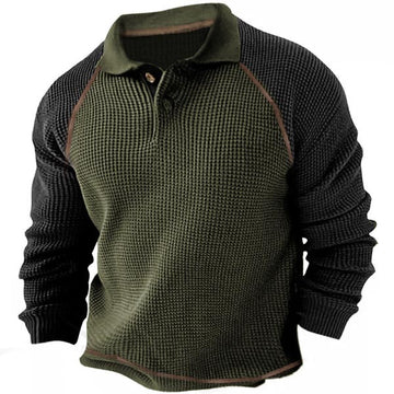 Men's Outdoor Color Block Waffle Tactical Polo Shirt